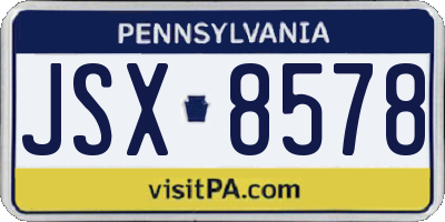 PA license plate JSX8578