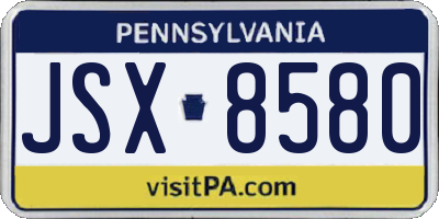 PA license plate JSX8580