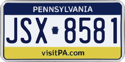 PA license plate JSX8581