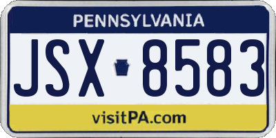 PA license plate JSX8583