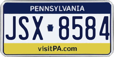 PA license plate JSX8584