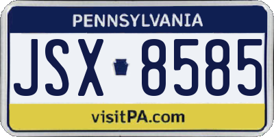 PA license plate JSX8585