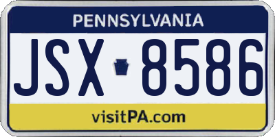 PA license plate JSX8586