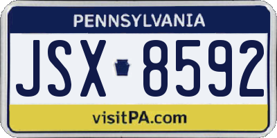 PA license plate JSX8592