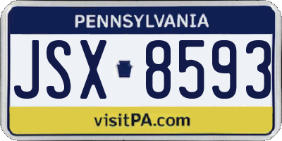 PA license plate JSX8593