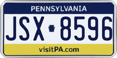 PA license plate JSX8596
