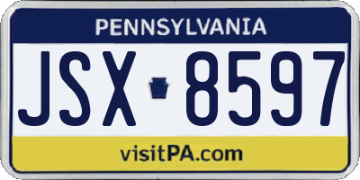 PA license plate JSX8597