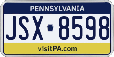 PA license plate JSX8598