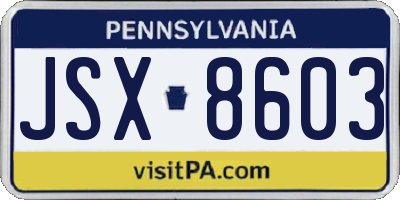 PA license plate JSX8603