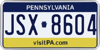 PA license plate JSX8604