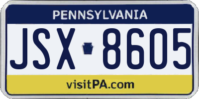 PA license plate JSX8605