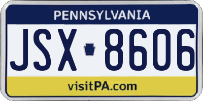 PA license plate JSX8606