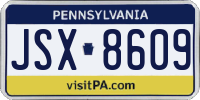 PA license plate JSX8609