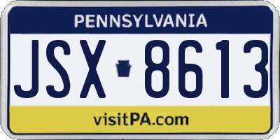 PA license plate JSX8613