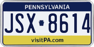 PA license plate JSX8614
