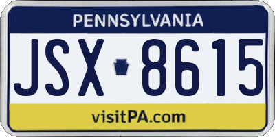 PA license plate JSX8615