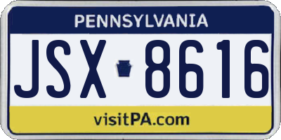 PA license plate JSX8616