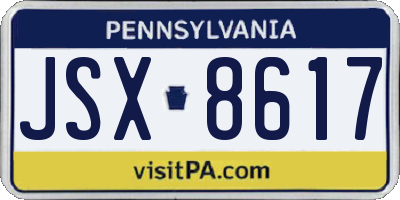 PA license plate JSX8617