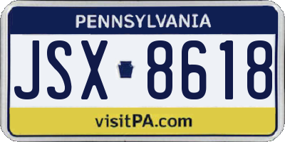 PA license plate JSX8618