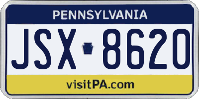 PA license plate JSX8620