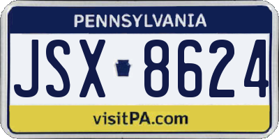 PA license plate JSX8624