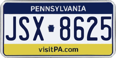 PA license plate JSX8625