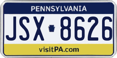 PA license plate JSX8626