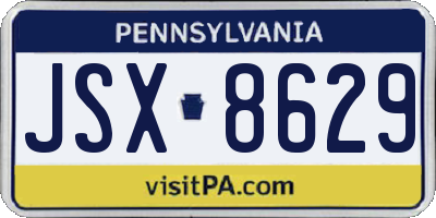 PA license plate JSX8629