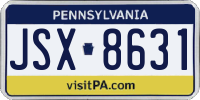 PA license plate JSX8631