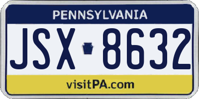 PA license plate JSX8632