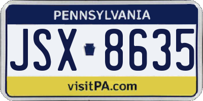 PA license plate JSX8635
