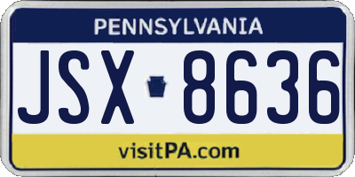 PA license plate JSX8636