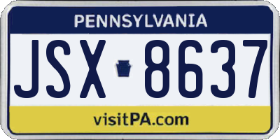 PA license plate JSX8637