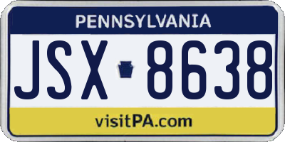 PA license plate JSX8638