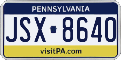 PA license plate JSX8640