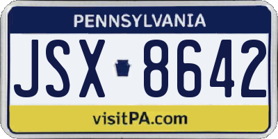 PA license plate JSX8642