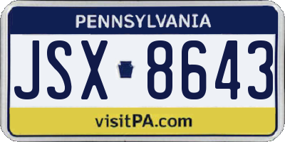 PA license plate JSX8643