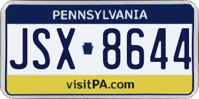 PA license plate JSX8644