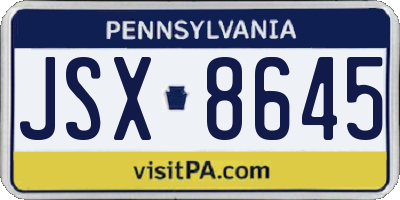 PA license plate JSX8645
