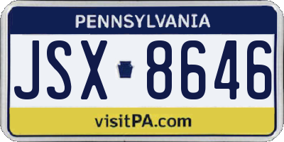 PA license plate JSX8646