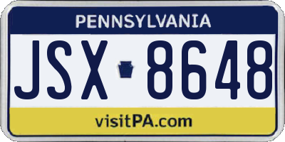 PA license plate JSX8648