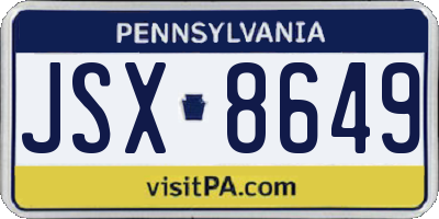 PA license plate JSX8649