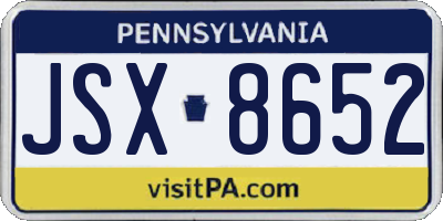 PA license plate JSX8652
