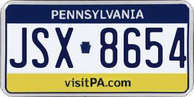 PA license plate JSX8654
