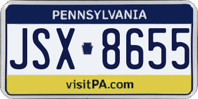 PA license plate JSX8655