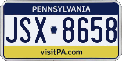 PA license plate JSX8658