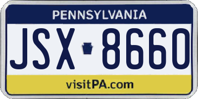 PA license plate JSX8660