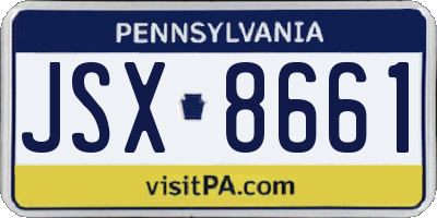 PA license plate JSX8661