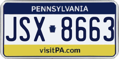 PA license plate JSX8663