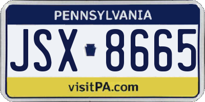 PA license plate JSX8665